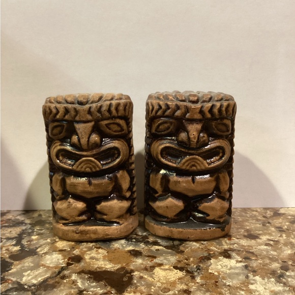 Tiki Ceramic Salt & Pepper Shaker Set / VINTAGE - Picture 8 of 8